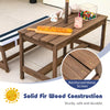 Kids picnic table and bench set in fir wood with cushions and adjustable umbrella, ideal for outdoor play and.
