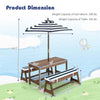 Kids picnic table and bench set with blue cushions and height adjustable umbrella, ideal for outdoor play and.
