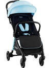 Lightweight blue baby stroller with aluminum frame, one-hand folding design, and anti-shock wheels for easy travel.