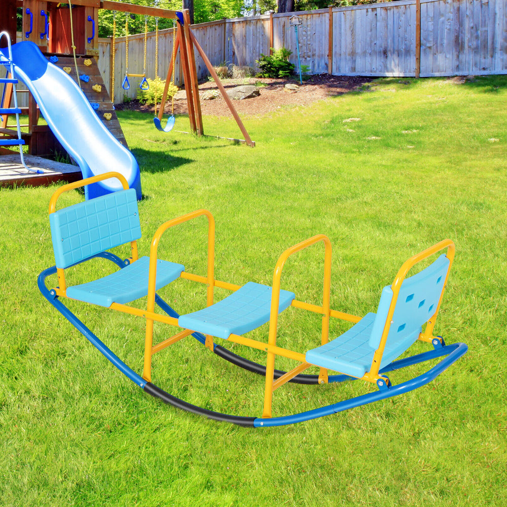 Outdoor Kids Seesaw Swivel Teeter for 3 to 8 Years Old-Blue - Gallery View 1 of 11