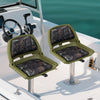 Folding low back boat chairs with marine-grade PVC in green, featuring cushioned seats for comfort and easy storage.
