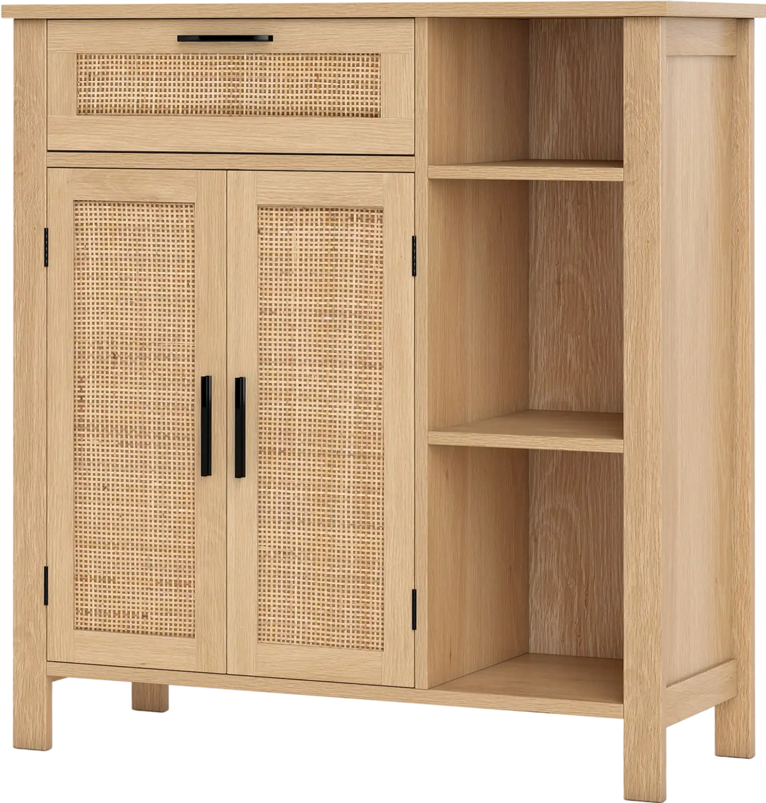 Costway Boho Buffet Sideboard Storage Cabinet w/ Drawer Rattan Woven Doors 11409747 New