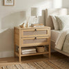 Boho Rattan Nightstand with 2 Drawers and Bottom Open Shelf-Natural - Gallery View 1 of 9