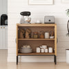 Boho storage cabinet with natural rattan doors and adjustable shelves, perfect for kitchen organization and decor.