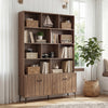Bookshelf with 4 Doors and 2 Anti-Tipping Kits for Home Office-Walnut - Gallery View 1 of 10