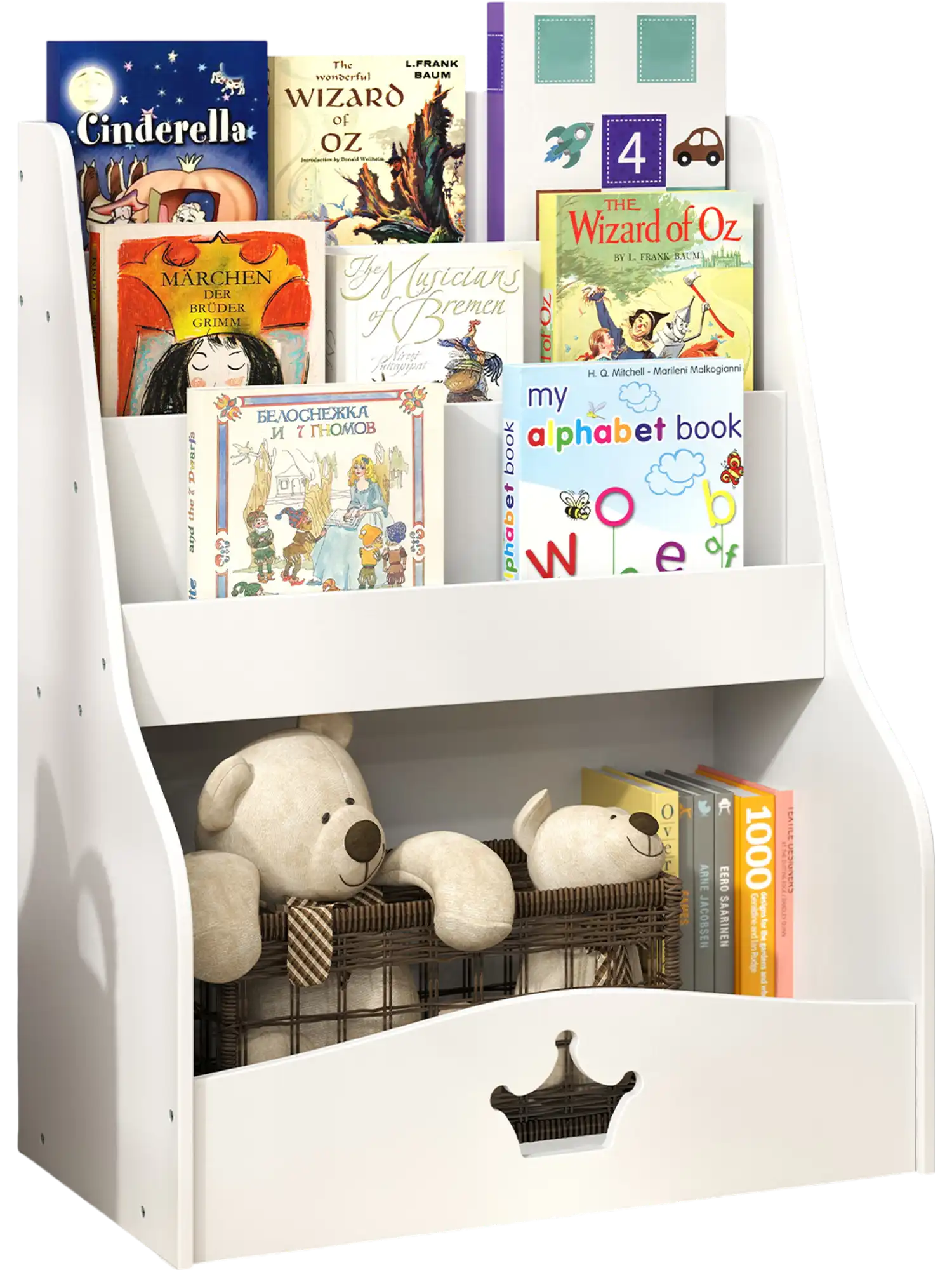 Costway 4-Tier Kids Bookshelf Shelves Compartment White 451297368 New