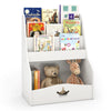 4-tier kids bookshelf in white featuring a charming design, ideal for toddlers to access and organize their favorite.