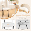 Boucle dining chair with ergonomic curved backrest, wider seat, and metal legs, ideal for dining or living room use.