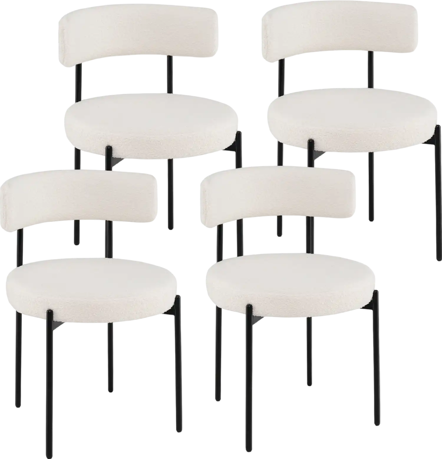Costway Boucle Dining Chair with Curved Backrest Set of 4 New