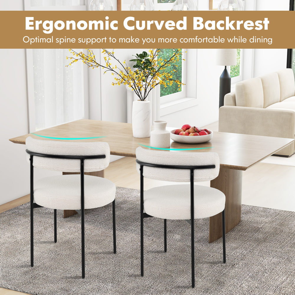 Costway Boucle Dining Chair with Curved Backrest Set of 4 New