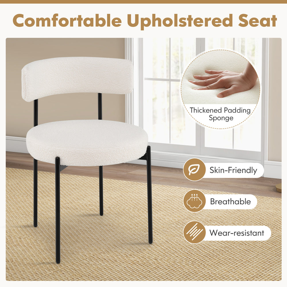 Costway Boucle Dining Chair with Curved Backrest Set of 4 New