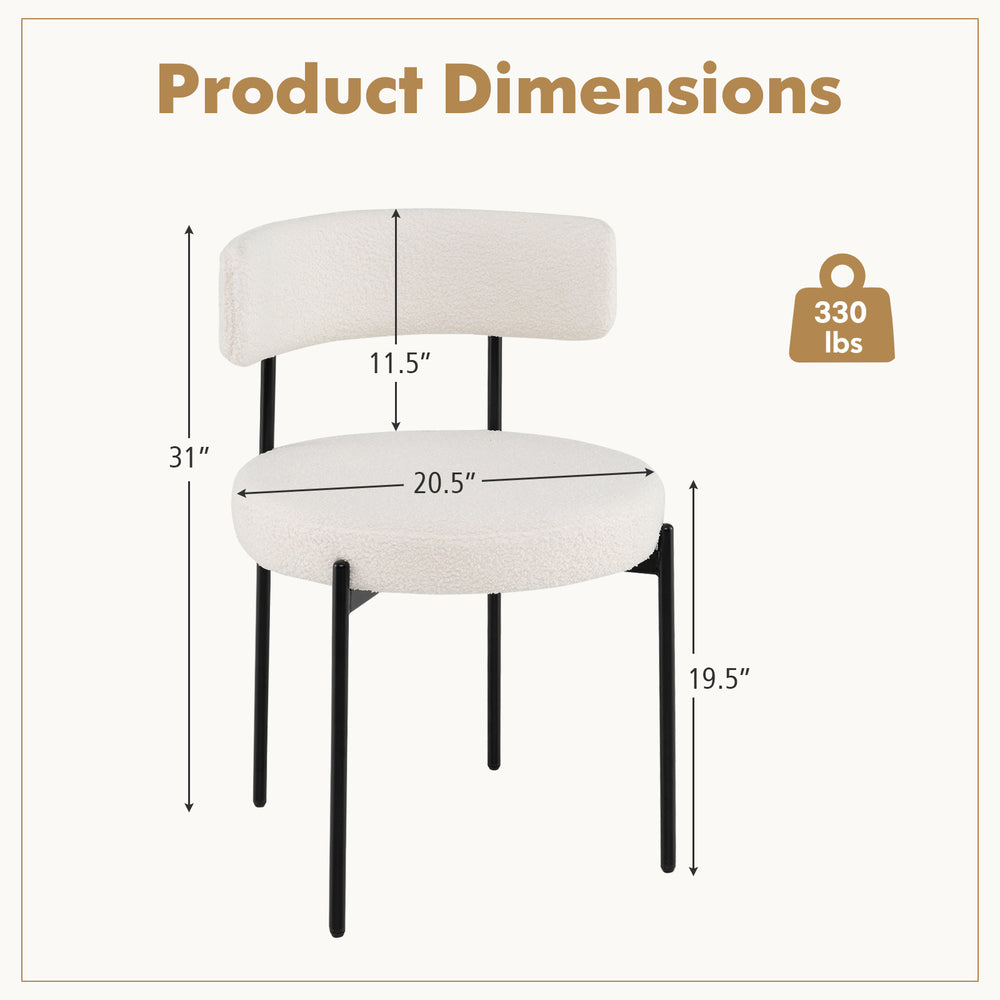 Costway Boucle Dining Chair with Curved Backrest Set of 4 New