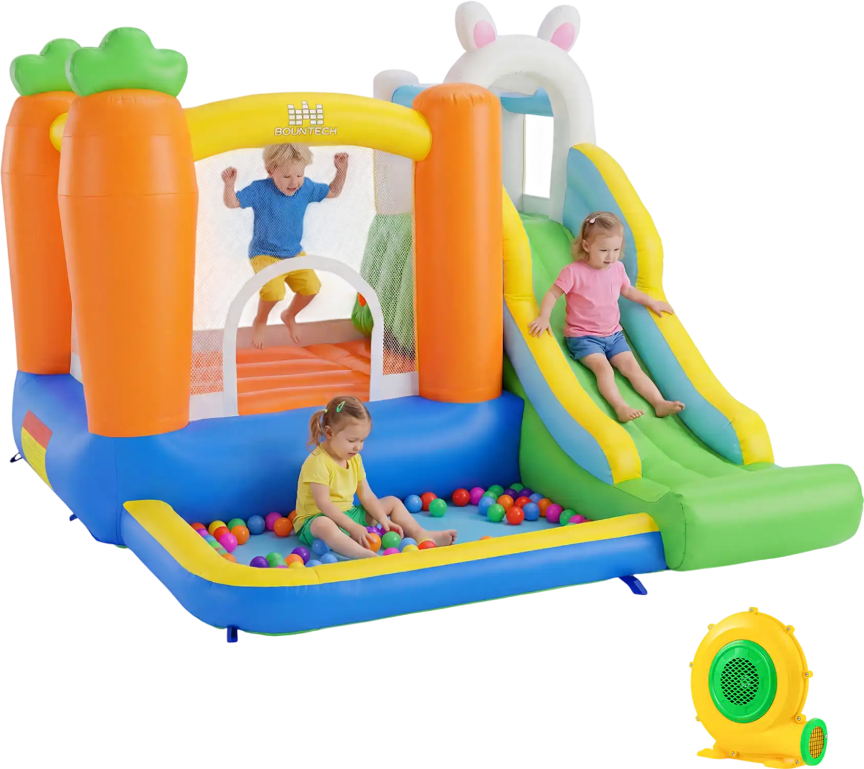 Costway Kids Bounce House Climbing Wall Slide Ball Pit 370W Blower 15706707 New