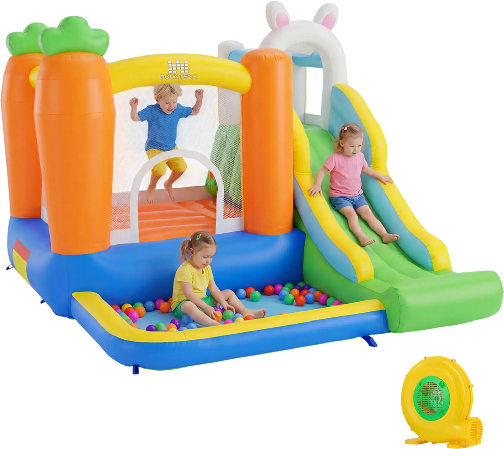 Bounce House for Kids 3-12 with Climbing Wall and 480W Blower for Backyard Party
