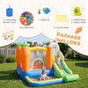 Bounce house with climbing wall, slide, and ball pit for kids 3-12, made of durable 420D oxford cloth for backyard fun.