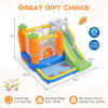 Bounce house for kids aged 3-12 featuring a climbing wall, slide, and ball pit, perfect for backyard parties.