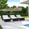 15 Feet Double-Sized Patio Umbrella with Crank Handle and Vented Tops-Brown - Gallery View 1 of 10
