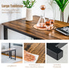Dining table set featuring a large brown tabletop and two benches, perfect for space-saving dining in kitchens or bars.