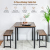 3-piece dining table set featuring a brown table and two benches, perfect for space-saving in dining rooms or kitchens.