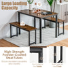 Close-up of the brown wood finish on the dining table set, showcasing the smooth surface and industrial style for any.