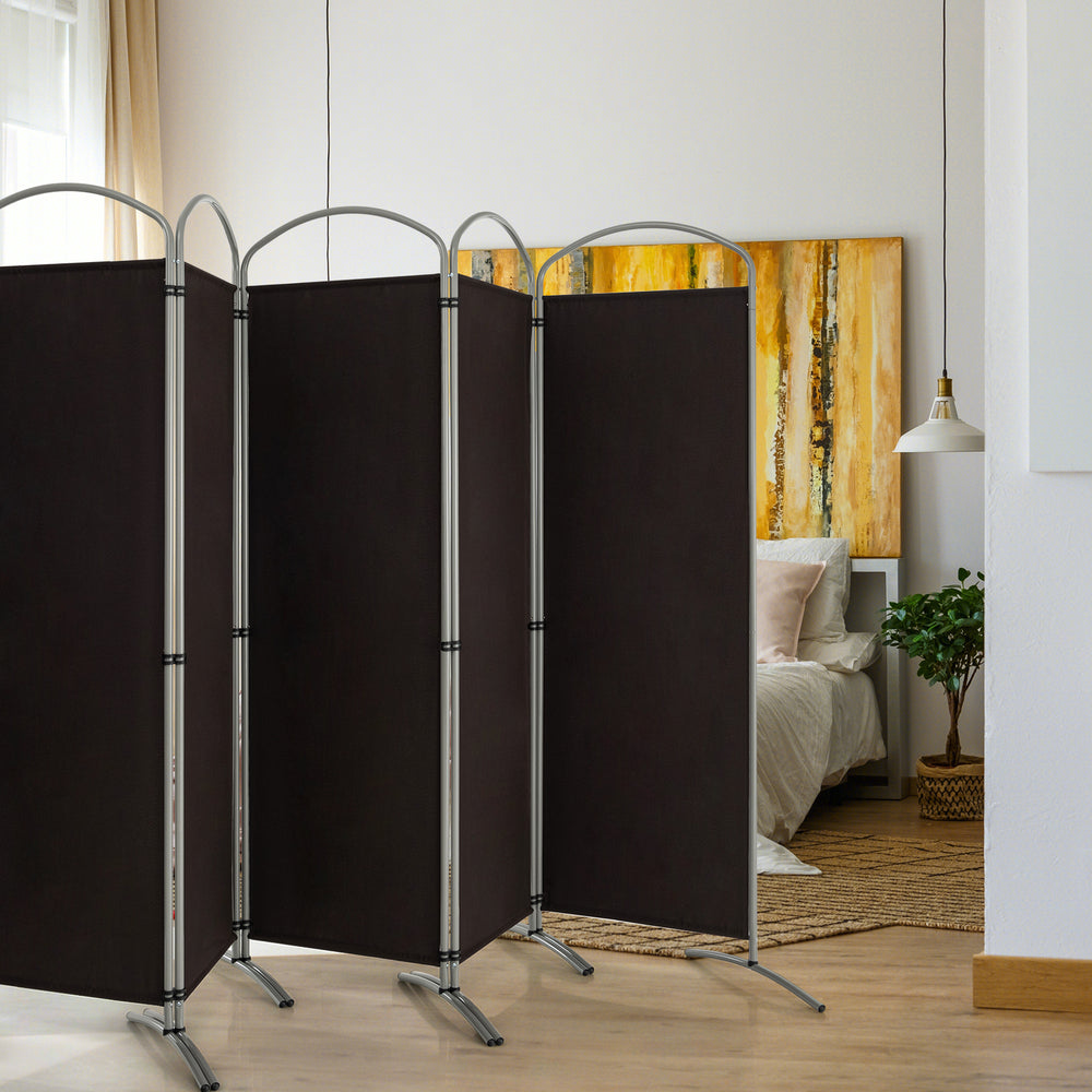 6 Feet 6-Panels Freestanding Folding Privacy Screen-Brown - Gallery View 1 of 10