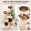 6-tier wooden cat tree with removable condos and perch, featuring a hook & loop fastener design for easy cleaning.