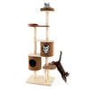 6-tier wooden cat tree in brown with removable condos, platforms, and a top perch for multiple cats to enjoy.