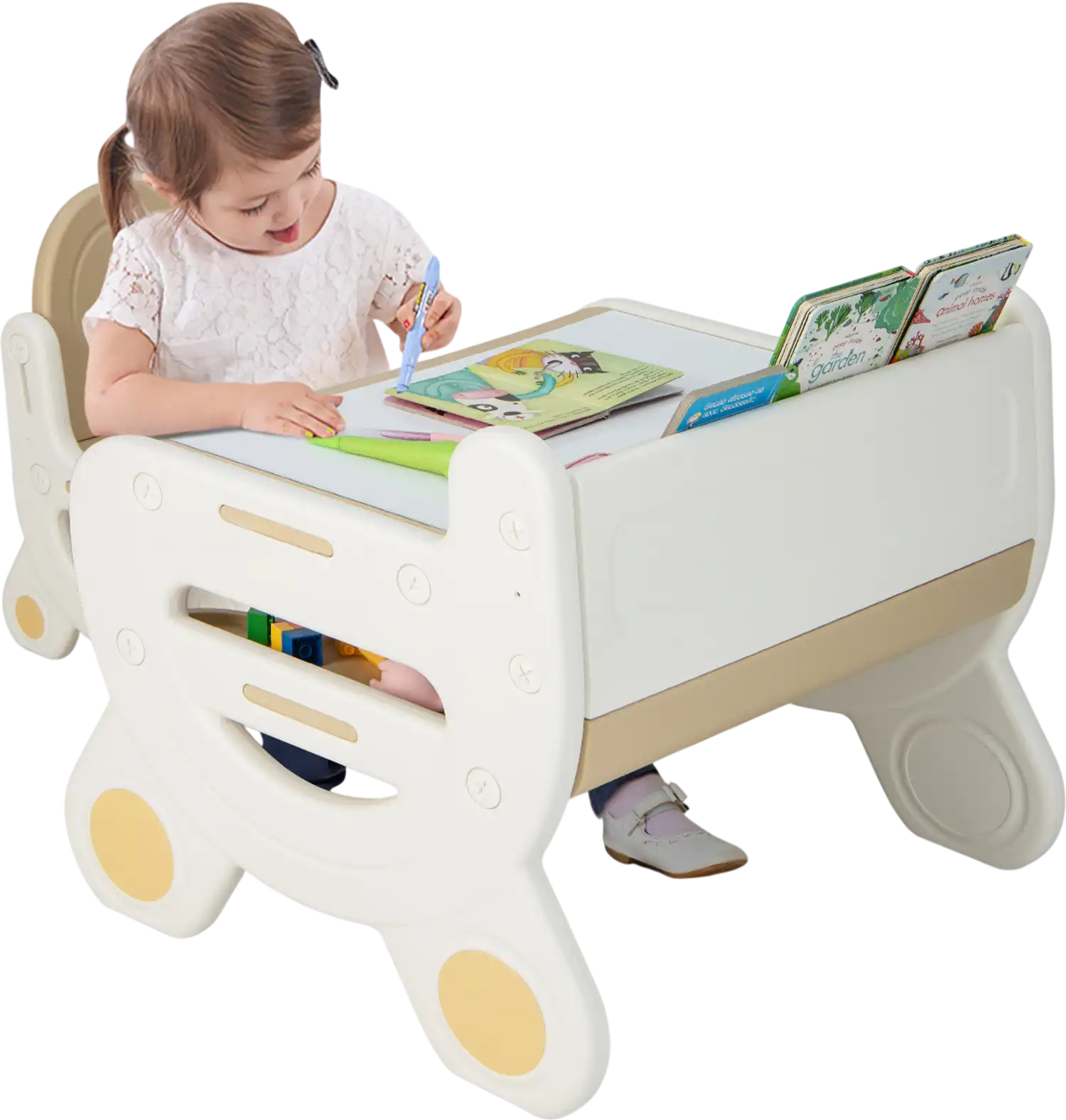 Costway Kids Drawing Table Chair Set Watercolor Pens Blackboard Eraser 67385294 New