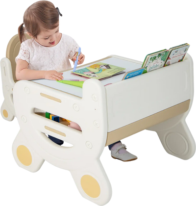 Costway Kids Drawing Table Chair Set Watercolor Pens Blackboard Eraser 67385294 New