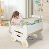 Kids Drawing Table and Chair Set with Watercolor Pens and Blackboard Eraser-Brown - Gallery View 1 of 10