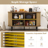 47-inch sideboard buffet cabinet in oak with adjustable shelves, ideal for kitchen or dining room storage and display.