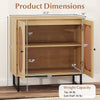 Buffet cabinet with rattan doors, adjustable shelf, and sturdy metal legs, ideal for stylish storage in any room.