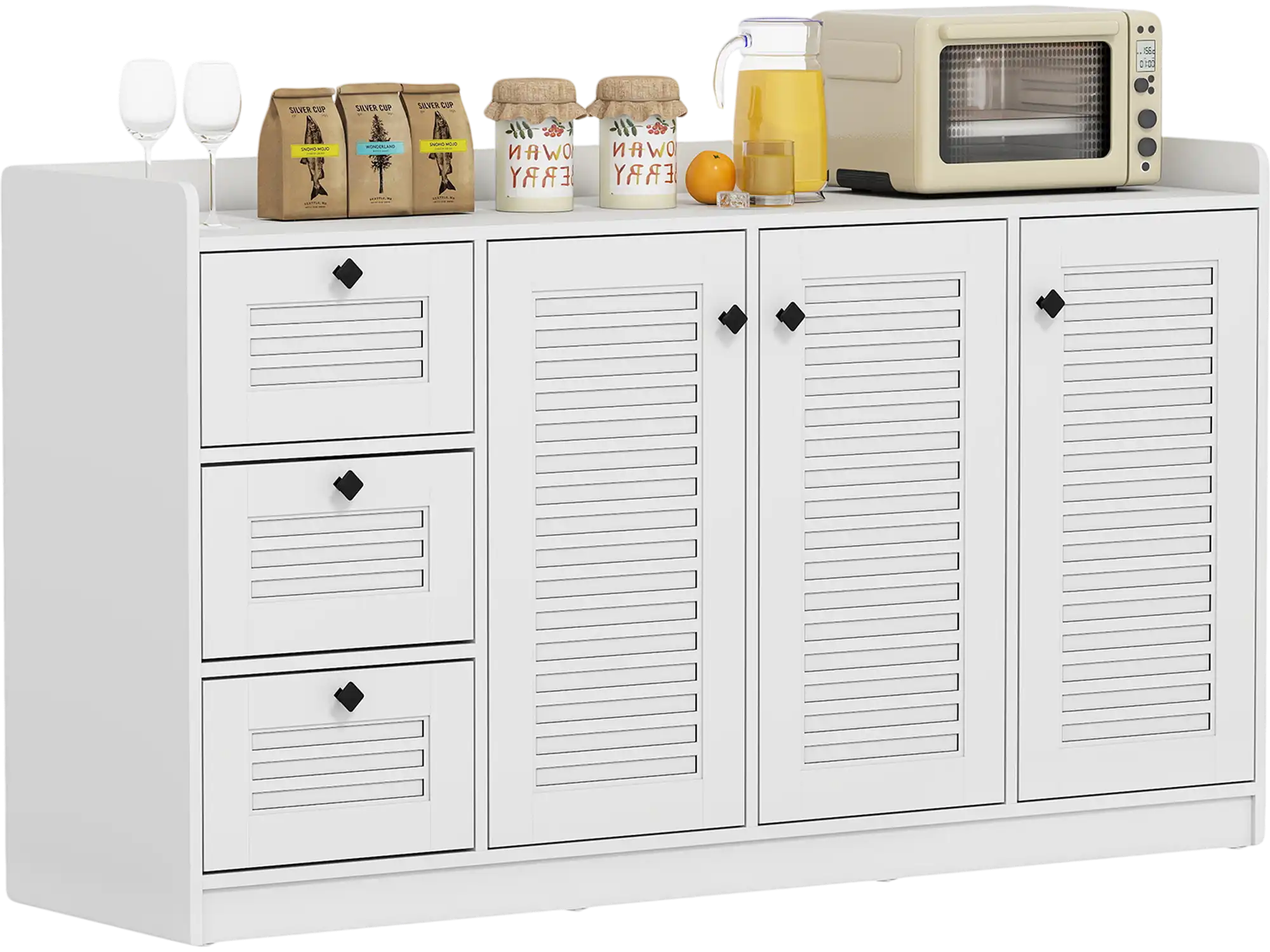 Costway Buffet Sideboard Cabinet 3-Door Storage 92445668 New