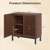 Buffet cabinet with storage, walnut finish, double-layer design, adjustable shelf, 32" for kitchen organization.