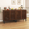 Walnut sideboard buffet cabinet with four sturdy legs, showcasing a rustic farmhouse style and spacious top surface for.