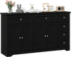 Modern black buffet sideboard with a 59" countertop, 6 drawers, and 2 cabinets for organized storage in any room.