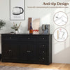 Buffet sideboard in black features a 59" countertop, six drawers, and two cabinets for organized coffee bar storage.