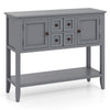 Gray buffet sideboard cabinet with 2 doors, 2 drawers, and a bottom shelf for versatile storage in any room.