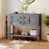 Gray buffet sideboard cabinet showcasing clean lines and rustic charm, featuring two doors and two convenient drawers.