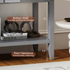 Buffet sideboard cabinet in gray featuring a bottom shelf for storage, 5.5" floor clearance, and two convenient drawers.