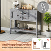 Buffet sideboard cabinet in gray with 2 doors and 2 drawers, featuring an anti-toppling device for stability and.