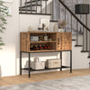 Buffet sideboard coffee bar cabinet in rustic brown, showcasing the metal storage shelf for additional organization and.