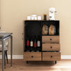 Mid-century modern buffet sideboard with 4 drawers and open compartment, featuring a black finish for stylish storage.