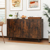 Buffet sideboard in rustic brown with a spacious design, featuring adjustable shelves and a sturdy 5-leg support.