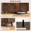 Buffet sideboard with rustic brown finish, showcasing 5-leg support structure and adjustable shelves for versatile.