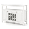 Buffet sideboard cabinet in white with removable wine rack, open shelf, and two side cabinets for versatile storage.