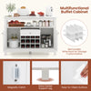 Buffet sideboard cabinet in white featuring a removable wine rack, open shelf, and two side cabinets for versatile.