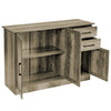 Buffet storage cabinet in gray with 2 drawers and 2 side cabinets, ideal for kitchen or dining room organization.