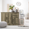 Buffet storage cabinet in gray with 2 drawers and 2 side cabinets, ideal for modern kitchen or living room decor.