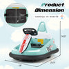 Kids ride-on bumper car in green with 360° spinning, functional steering wheel, and safety features for indoor or.